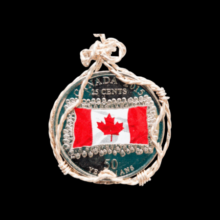 Close Up of Canadian Flag Coin