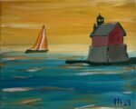 Sunset at Grand Haven Contemporary Landscape Painting