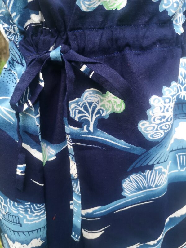 Kimono Wrap Summer Dress Blue cotton made of Japanese vintage Yukata Kimono fabric antique kimono upcycling adjustable waist free size
