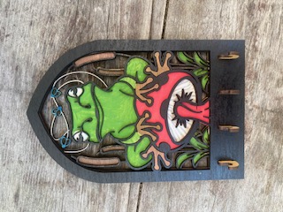 keyholder, frog on a mushroom