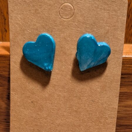 Handcrafted Blue Heart Earrings!