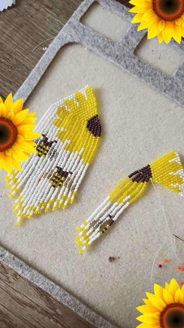 Sunflowers and Bees Beaded Earrings