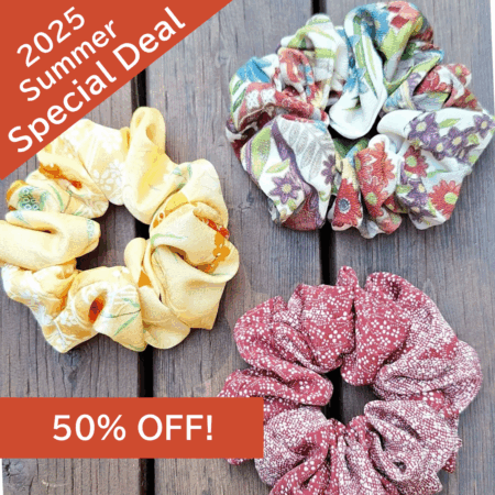 Kimono Scrunchie "Simple Kawaii" made of Japanese Vintage Kimono Fabric Hair Accessory antique kimono silk repurposed