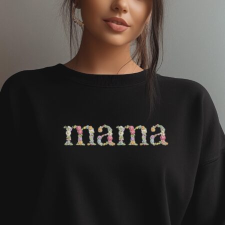 Embroidered Floral Mama Sweatshirt | Custom Mama