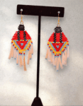 Handcrafted Indigenous Seed Bead Earrings: Fancy Shawl Dancer with Dentalium Fringe - Dangle, Stud, Clip-on