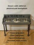 3 bowl dog bowl stand - raised dog bowl stand- Tall Dog bowl stand with stylish backsplash-Tall dog bowl stand