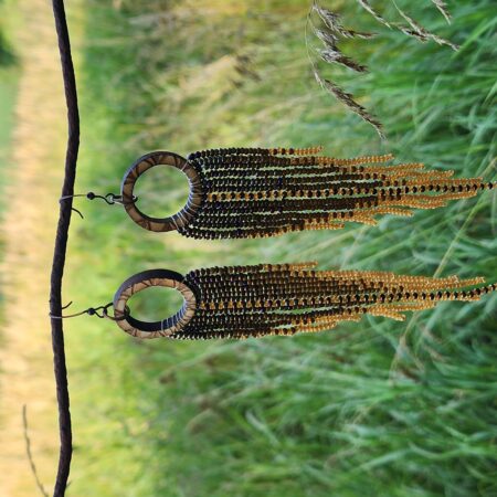 Boho Earth tone Beaded Fringe Earrings