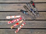 Handmade Wristlet Keychain – Japanese Style Cotton Fabric Strap (Red & Black Designs) | Made in Canada