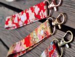 Handmade Wristlet Keychain – Japanese Style Cotton Fabric Strap (Red & Black Designs) | Made in Canada