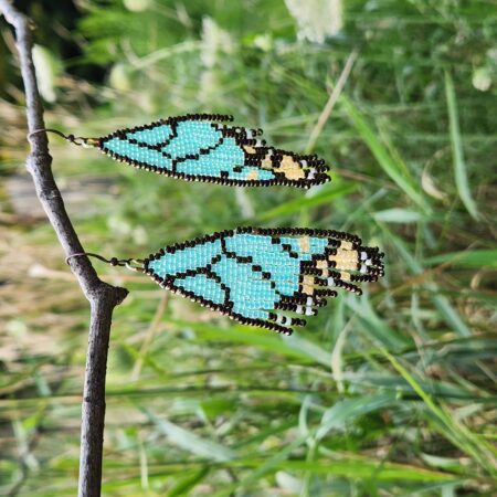 Handwoven Turquoise Beaded Fringe Earrings