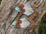 Handmade Beaded Monarch Butterfly Fringe Earrings