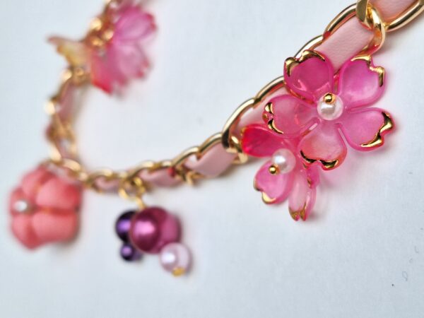 One-of-a-Kind Kimono Blossom Bag Charm – Handmade Japanese Fabric Accessory with Floral and Pearl Accents