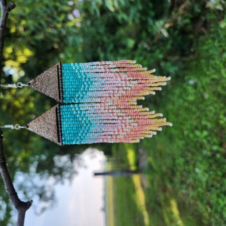 Boho Turquoise & Pastel Fringe Beaded Earrings