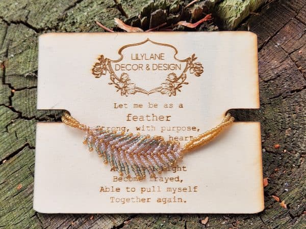 Gold & Turquoise Beaded Feather Bracelet