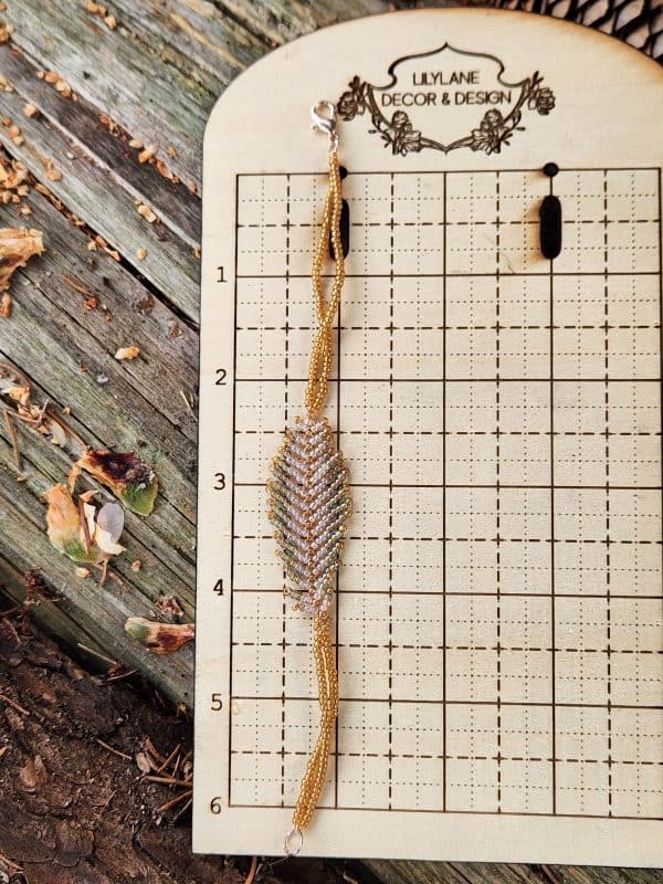 Gold & Turquoise Beaded Feather Bracelet