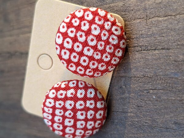 Kimono Fabric Covered Button Earrings | 22mm Japanese Textile Jewelry | made of authentic Japanese Vintage Kimono Upcycled | Handmade in Canada