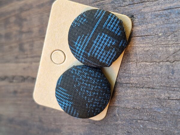 Kimono Fabric Covered Button Earrings | 22mm Japanese Textile Jewelry | made of authentic Japanese Vintage Kimono Upcycled | Handmade in Canada