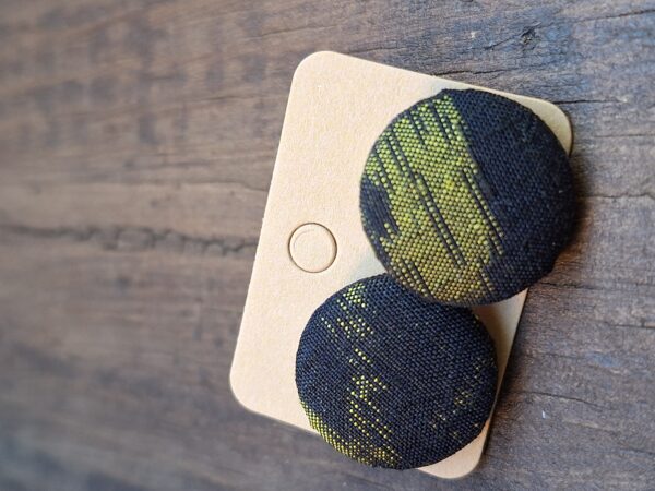 Kimono Fabric Covered Button Earrings | 22mm Japanese Textile Jewelry | made of authentic Japanese Vintage Kimono Upcycled | Handmade in Canada