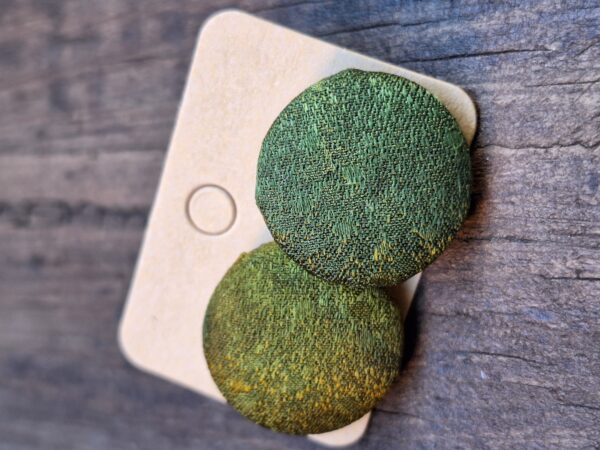 Kimono Fabric Covered Button Earrings | 22mm Japanese Textile Jewelry | made of authentic Japanese Vintage Kimono Upcycled | Handmade in Canada