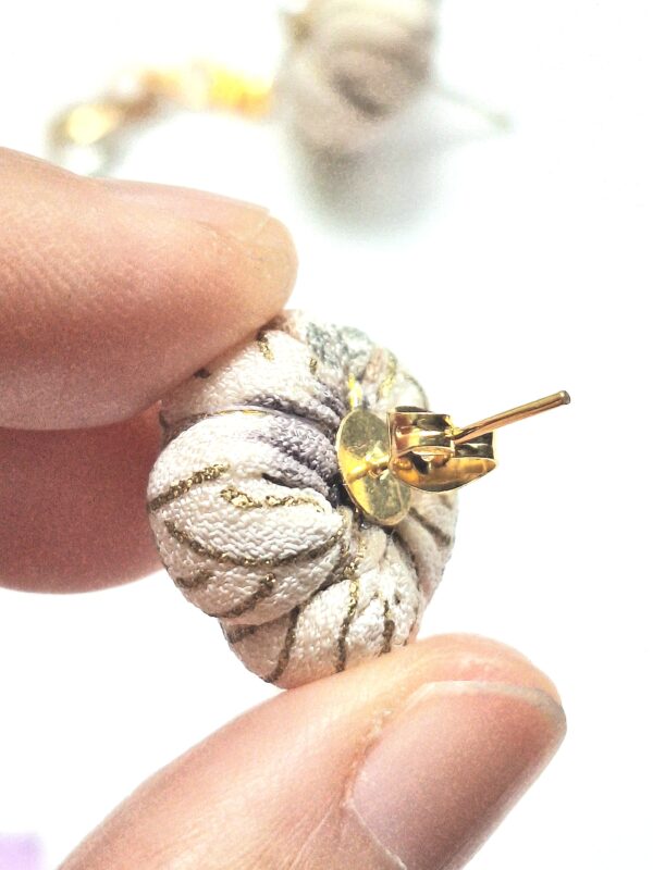 Handmade Kimono Fabric Plum Blossom Earrings – Japanese Floral Studs in White, Red, Lavender