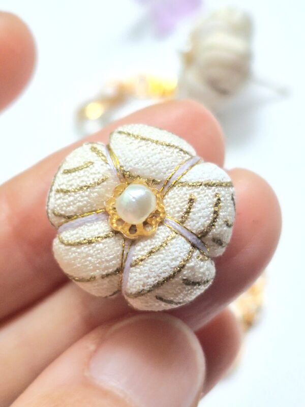 Handmade Kimono Fabric Plum Blossom Earrings – Japanese Floral Studs in White, Red, Lavender