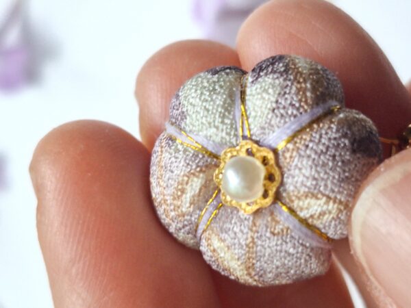 Handmade Kimono Fabric Plum Blossom Earrings – Japanese Floral Studs in White, Red, Lavender