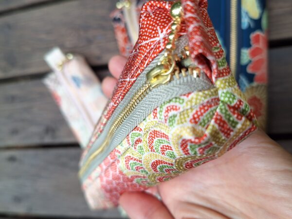 Handmade Silk Pencil Case – Upcycled Kimono Fabric, Small Zipper Pouch | Made in Canada