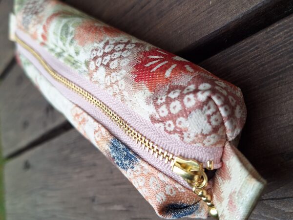 Handmade Silk Pencil Case – Upcycled Kimono Fabric, Small Zipper Pouch | Made in Canada