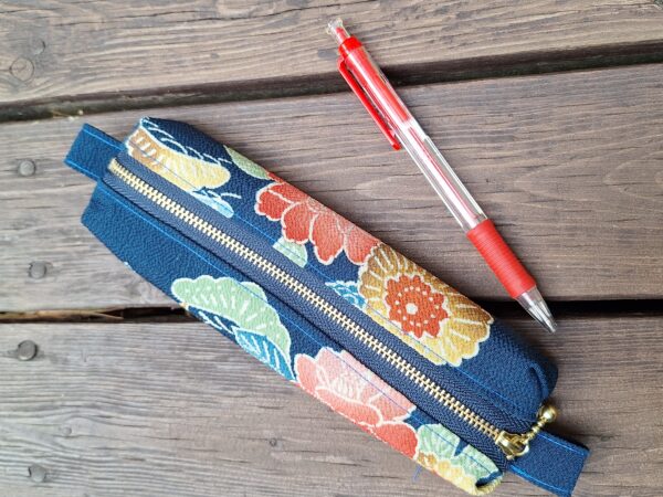 Handmade Silk Pencil Case – Upcycled Kimono Fabric, Small Zipper Pouch | Made in Canada