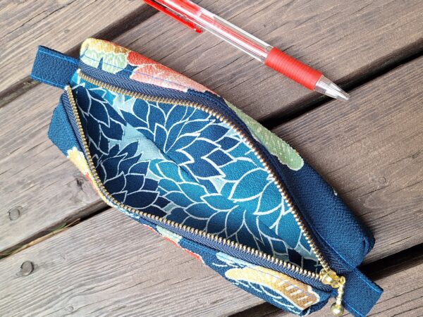 Handmade Silk Pencil Case – Upcycled Kimono Fabric, Small Zipper Pouch | Made in Canada