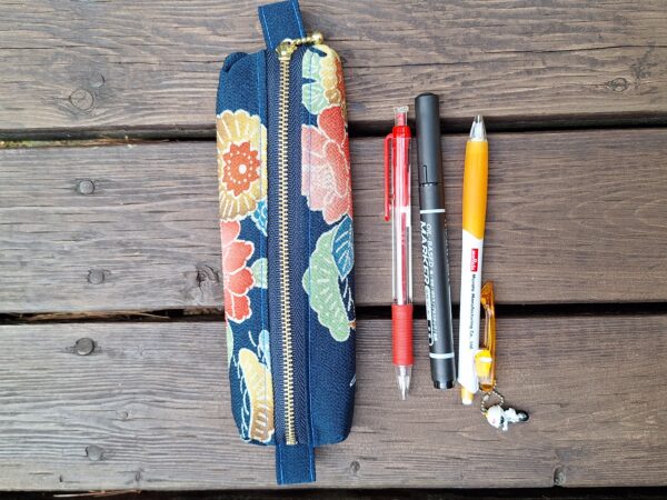 Handmade Silk Pencil Case – Upcycled Kimono Fabric, Small Zipper Pouch | Made in Canada