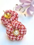 Handmade Kimono Fabric Plum Blossom Earrings – Japanese Floral Studs in White, Red, Lavender