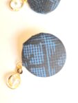 Kimono Fabric Button Earrings with Glass Bead – Handmade Japanese Style Studs, 22mm