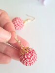 Authentic Kimono Silk Round Ball Earrings – Handmade Japanese Fabric Dangle Jewelry