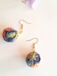 Authentic Kimono Silk Round Ball Earrings – Handmade Japanese Fabric Dangle Jewelry