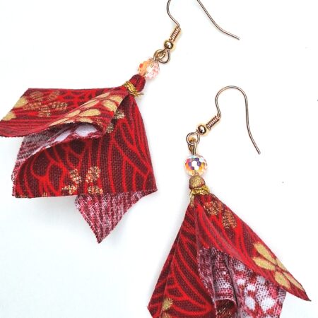 Japanese Style Fabric Tassel Earrings – Cotton, Lightweight Origami-Inspired Dangle Jewelry | Multiple Colors | Free Shipping | Handmade in Canada