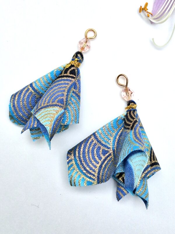 Japanese Style Fabric Tassel Earrings – Cotton, Lightweight Origami-Inspired Dangle Jewelry | Multiple Colors | Free Shipping | Handmade in Canada