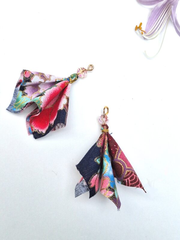 Japanese Style Fabric Tassel Earrings – Cotton, Lightweight Origami-Inspired Dangle Jewelry | Multiple Colors | Free Shipping | Handmade in Canada