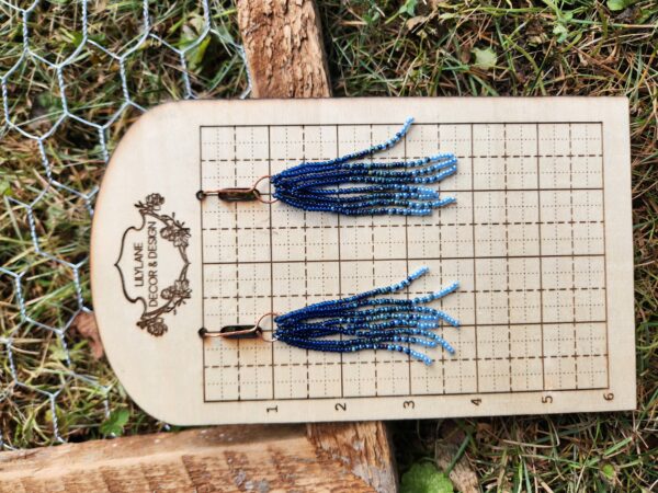 Handmade Blue Beaded Fringe Earrings – Boho Dangle Jewelry