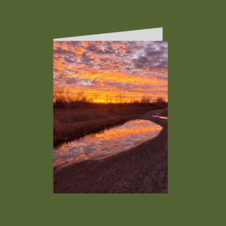 Sunset clouds sky reflection folded greeting card