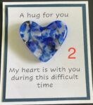 A Hug For You card with medium glass pocket heart "My heart is with you during this difficult time"