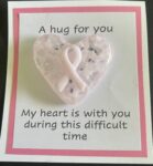 A Hug For You card with medium glass pocket heart "My heart is with you during this difficult time"