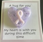 A Hug For You card with medium glass pocket heart "My heart is with you during this difficult time"