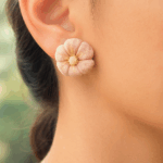 Handmade Kimono Fabric Plum Blossom Earrings – Japanese Floral Studs in White, Red, Lavender