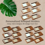 Carved Wooden Rabbit Sticky Note Holder: Personalized Notepad & Pen Organizer