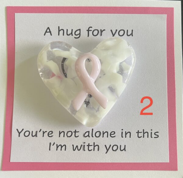 A Hug for You card with medium heart "You're not alone in this; I am with you"