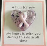 A Hug For You card with medium glass pocket heart "My heart is with you during this difficult time"