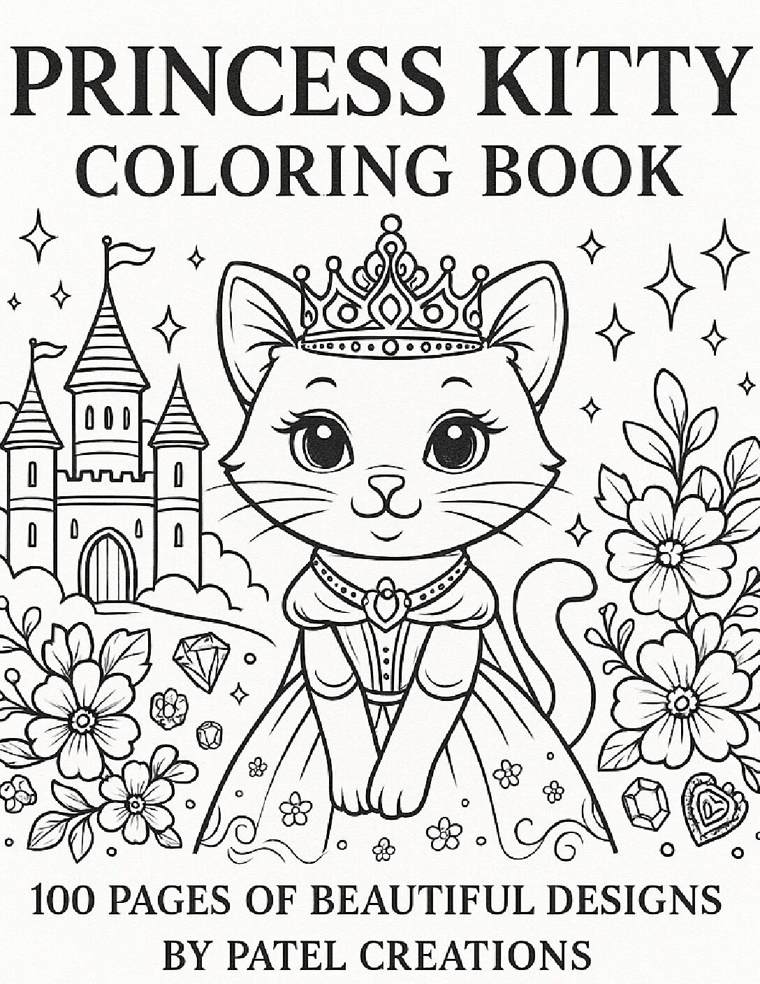 Princess Kitty Coloring Book - 100 Pages of Beautiful Designs - Digital Download