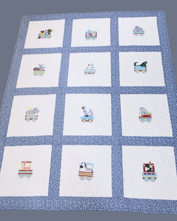 Quilt Baby Quilt Animal Zoo Train