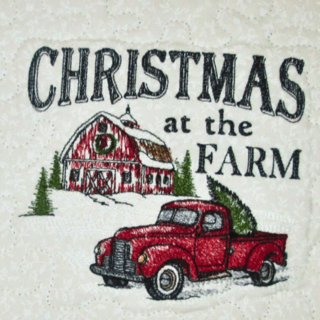 Quilt Christmas Runner red pickup xmas at the farm